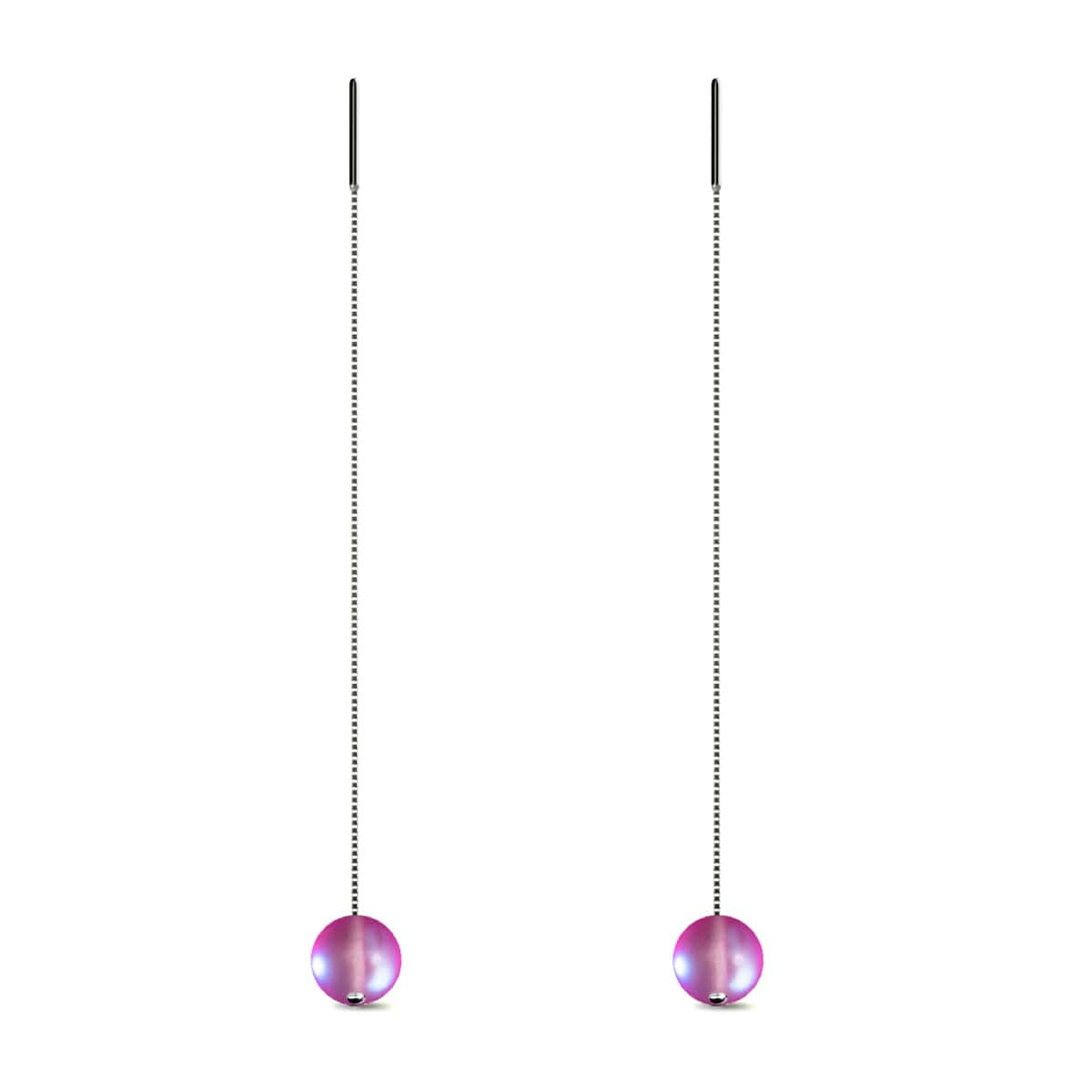 Rosa | 925 Sterling Silber | Meerjungfrau Glaskette Tropfenfädler Ohrringe